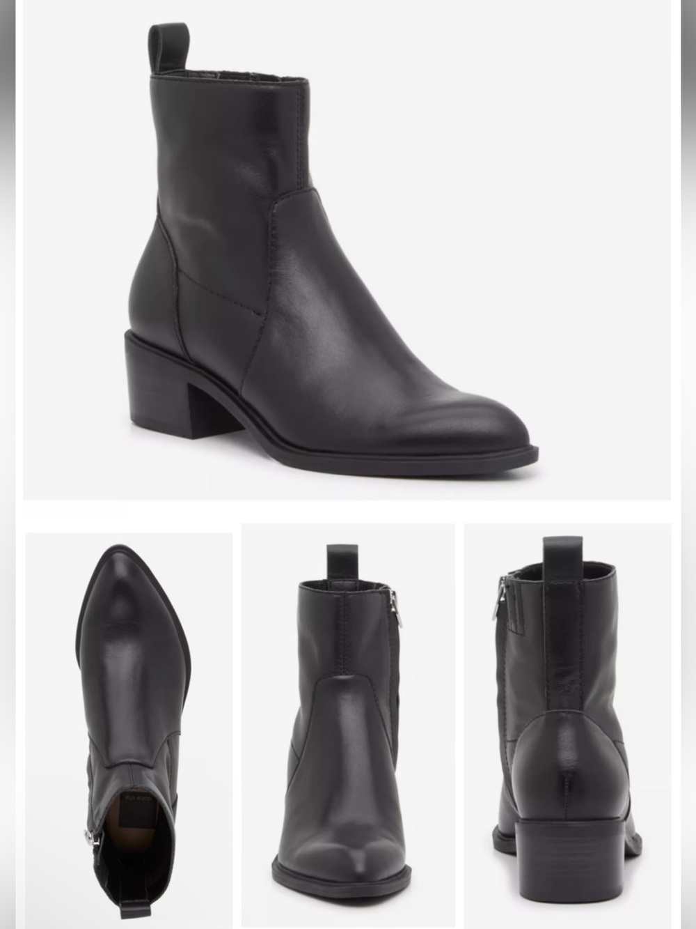 Dolce Vita Bryson Black Leather Booties with Block Heel in 6W wide EUC